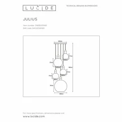 Suspension Verre Fumé-Luminaires Lucide Suspension Lucide JULIUS Noir, 5 lumières