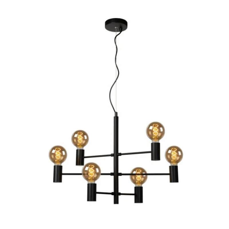 Lampes Vintages & Rétros-Luminaires Lucide Suspension Lucide LEANNE Noir, 6 lumières