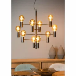 Lampes Vintages & Rétros-Luminaires Lucide Suspension Lucide LEANNE Noir, 10 lumières