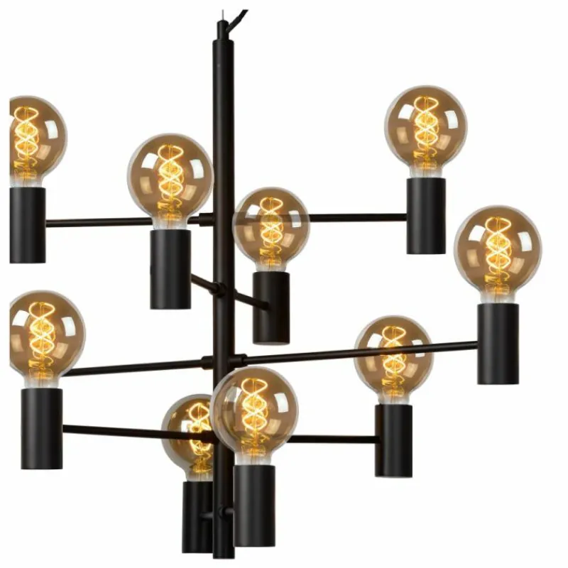 Lampes Vintages & Rétros-Luminaires Lucide Suspension Lucide LEANNE Noir, 10 lumières