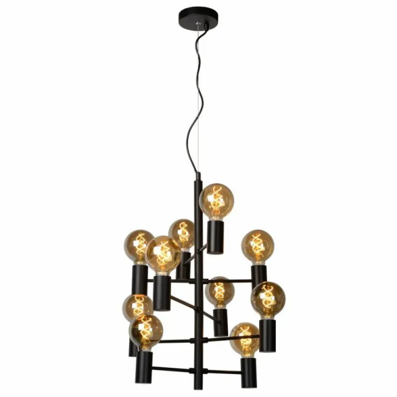 Lampes Vintages & Rétros-Luminaires Lucide Suspension Lucide LEANNE Noir, 10 lumières