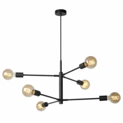 Luminaires Lucide Suspension Lucide LESTER Noir, 6 lumières* Suspensions