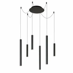 Luminaires Scandinaves-Luminaires Lucide Suspension Lucide LORENZ LED Noir, 6 lumières