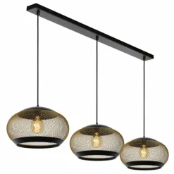 Lampes Dorées-Luminaires Lucide Suspension Lucide LUCAS Noir, 3 lumières