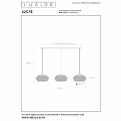 Lampes Dorées-Luminaires Lucide Suspension Lucide LUCAS Noir, 3 lumières