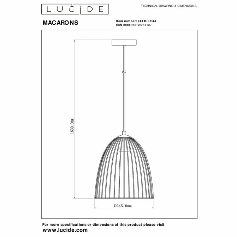 Luminaires Lucide Suspension Lucide MACARONS Jaune, 1 lumière* Suspensions