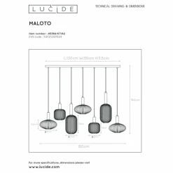 Luminaires Lucide Suspension Lucide MALOTO Noir, 7 lumières