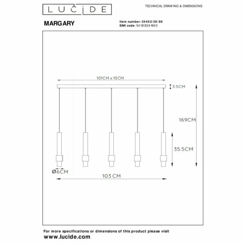 Luminaires Lucide Suspension Lucide MARGARY LED Moka, 5 lumières* Éclairage Led