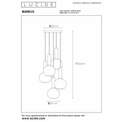 Suspension Verre Fumé-Luminaires Lucide Suspension Lucide MARIUS Noir, 5 lumières