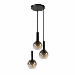 Suspension Verre Fumé-Luminaires Lucide Suspension Lucide MARIUS Noir, 3 lumières