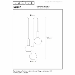 Suspension Verre Fumé-Luminaires Lucide Suspension Lucide MARIUS Noir, 3 lumières