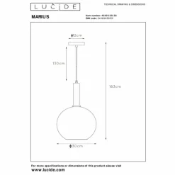 Suspension Verre Fumé-Luminaires Lucide Suspension Lucide MARIUS Noir, 1 lumière
