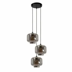 Suspension Verre Fumé-Luminaires Lucide Suspension Lucide MEDINE Noir, 3 lumières