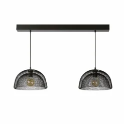 Lampes Vintages & Rétros-Luminaires Lucide Suspension Lucide MESH Gris, 2 lumières