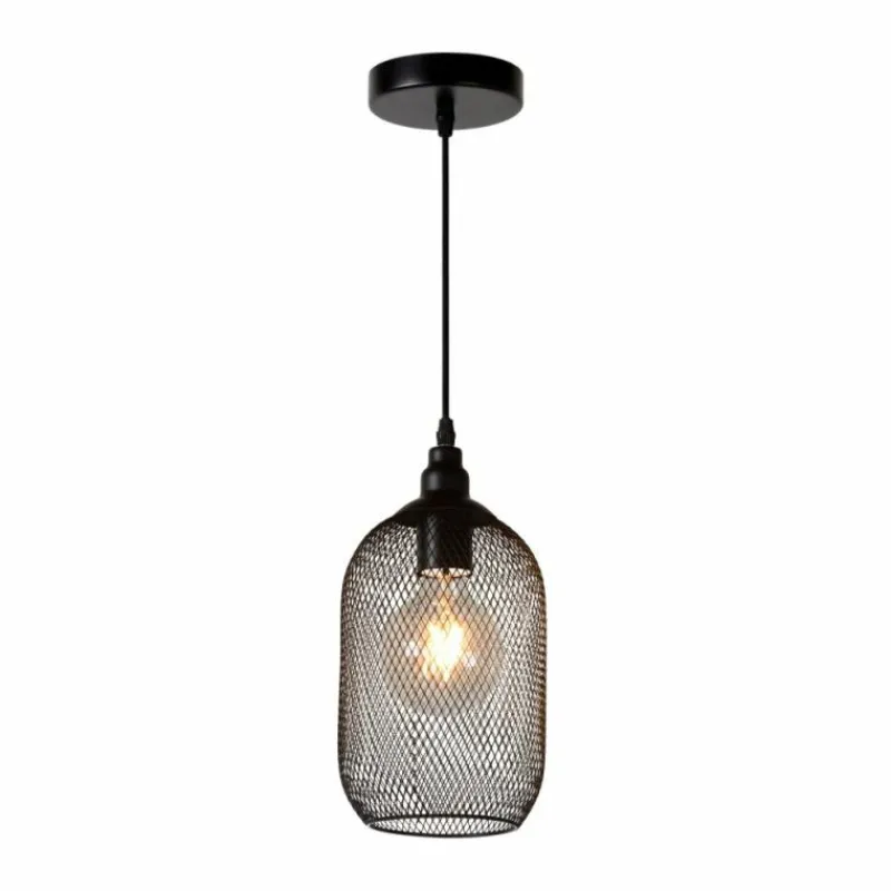 Lampes Vintages & Rétros-Luminaires Lucide Suspension Lucide MESH Noir, 1 lumière