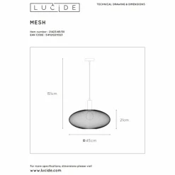 Luminaires Lucide Suspension Lucide MESH Noir, 1 lumière* Suspensions