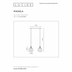 Luminaires Lucide Suspension Lucide MIKAELA Noir, 2 lumières* Suspensions