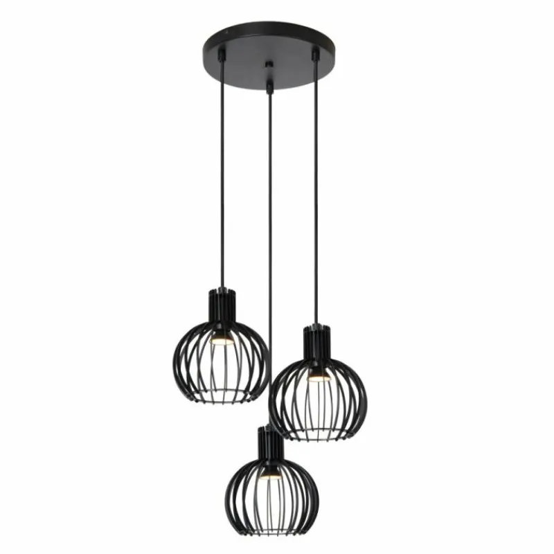 Luminaires Lucide Suspension Lucide MIKAELA Noir, 3 lumières* Suspensions