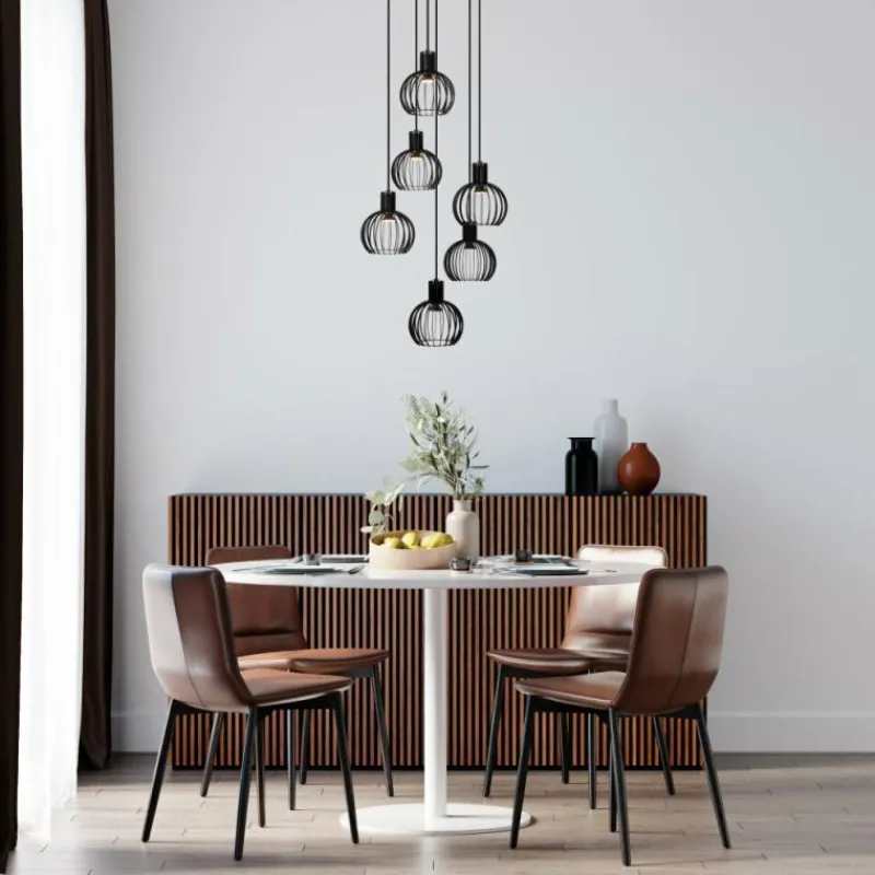 Luminaires Lucide Suspension Lucide MIKAELA Noir, 6 lumières* Suspensions