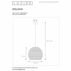 Style Boho-Chic-Luminaires Lucide Suspension Lucide MOLOKO Noir, 1 lumière