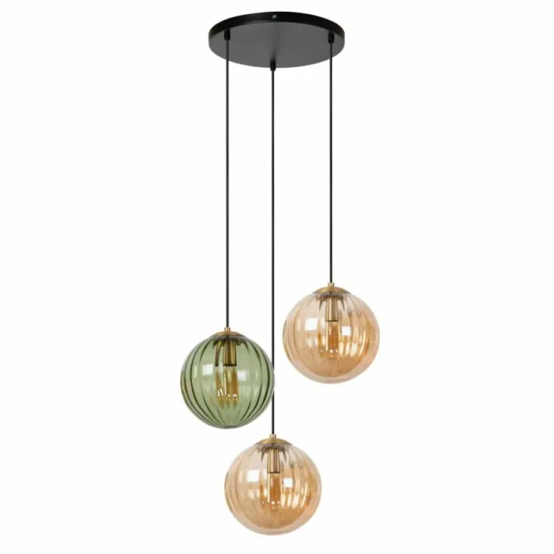 Luminaires Lucide Suspension Lucide MONSARAZ Noir, 3 lumières