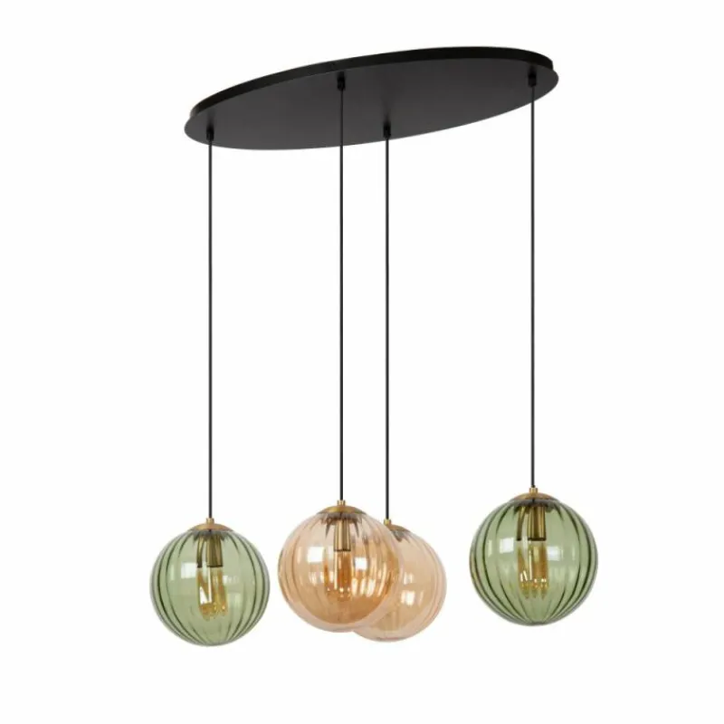 Luminaires Lucide Suspension Lucide MONSARAZ Noir, 4 lumières