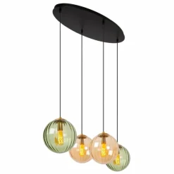 Luminaires Lucide Suspension Lucide MONSARAZ Noir, 4 lumières