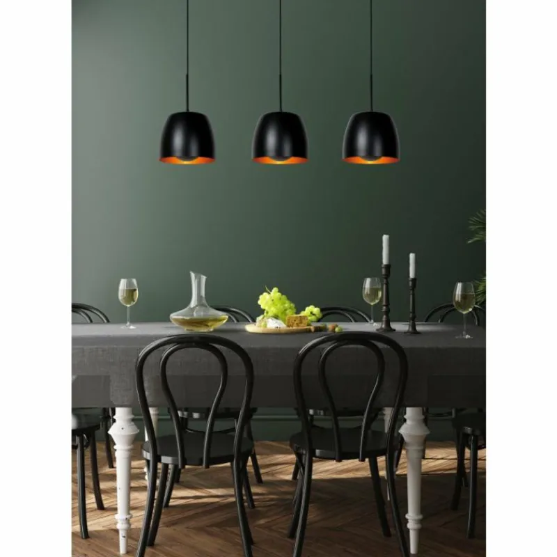 Luminaires Rustiques-Luminaires Lucide Suspension Lucide NOLAN Noir, 3 lumières
