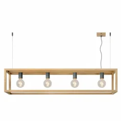 Lampes Industrielles-Luminaires Lucide Suspension Lucide ORIS Bois foncé, 4 lumières