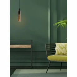 Suspension Verre Fumé-Luminaires Lucide Suspension Lucide ORLANDO Gris, Rouille, 1 lumière