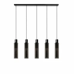 Suspension Verre Fumé-Luminaires Lucide Suspension Lucide ORLANDO Gris, Rouille, 5 lumières