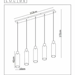 Suspension Verre Fumé-Luminaires Lucide Suspension Lucide ORLANDO Gris, Rouille, 5 lumières