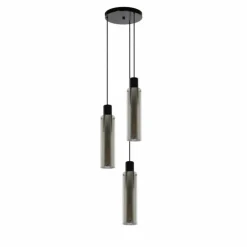 Suspension Verre Fumé-Luminaires Lucide Suspension Lucide ORLANDO Gris, Rouille, 3 lumières