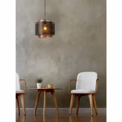 Luminaires Rustiques-Luminaires Lucide Suspension Lucide ORRIN Noir, 1 lumière