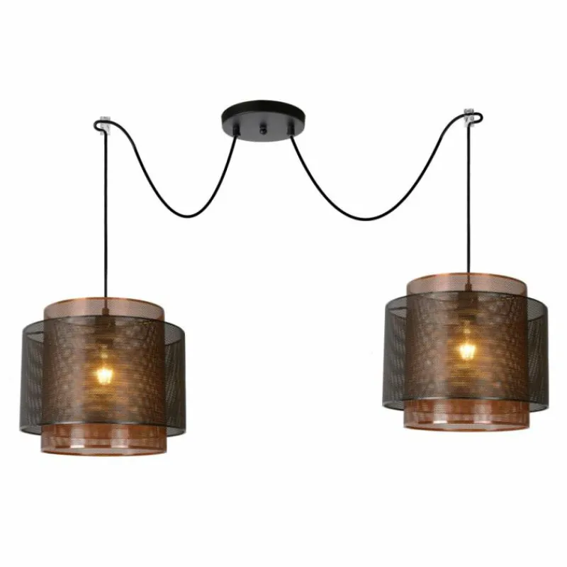 Lampe Turque-Luminaires Lucide Suspension Lucide ORRIN Noir, 2 lumières