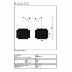 Lampe Turque-Luminaires Lucide Suspension Lucide ORRIN Noir, 2 lumières