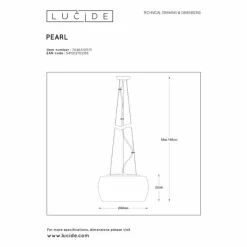 Suspension Verre Fumé-Luminaires Lucide Suspension Lucide PEARL Chrome, 5 lumières