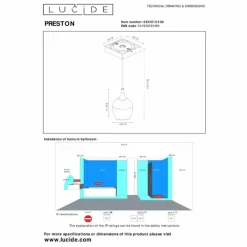 Luminaires Lucide Suspension Lucide PRESTON Noir, 1 lumière* Suspensions