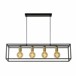 Luminaires Rustiques-Luminaires Lucide Suspension Lucide RUBEN Noir, 4 lumières