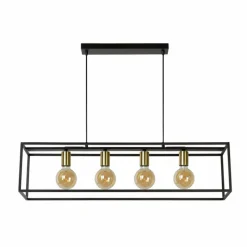 Luminaires Rustiques-Luminaires Lucide Suspension Lucide RUBEN Noir, 4 lumières