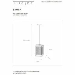 Lampes Dorées-Luminaires Lucide Suspension Lucide SANSA Noir, 1 lumière