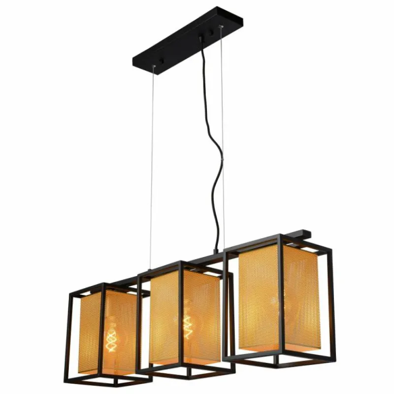 Lampes Dorées-Luminaires Lucide Suspension Lucide SANSA Noir, 3 lumières