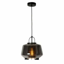 Suspension Verre Fumé-Luminaires Lucide Suspension Lucide SISKA Noir, 1 lumière
