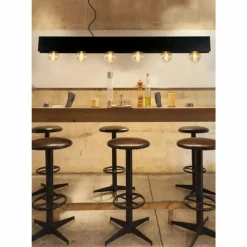 Luminaires Rustiques-Luminaires Lucide Suspension Lucide SURTUS Noir, 6 lumières