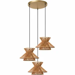 Lampes Dorées-Luminaires Lucide Suspension Lucide TASMAN Or, Laiton, 3 lumières