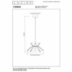 Lampes Dorées-Luminaires Lucide Suspension Lucide TASMAN Or, Laiton, 1 lumière