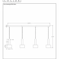 Luminaires Scandinaves-Luminaires Lucide Suspension Lucide TEUN Noir, 4 lumières
