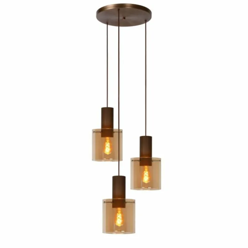 Luminaires Lucide Suspension Lucide TOLEDO Cuivre, 3 lumières