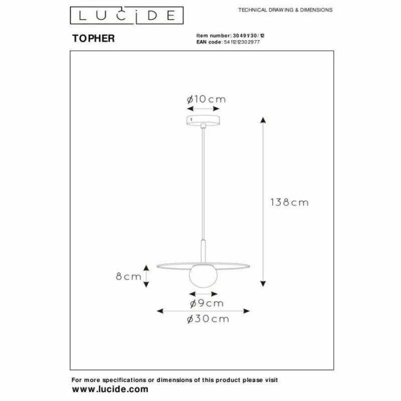 Luminaires Lucide Suspension Lucide TOPHER Chrome, 1 lumière