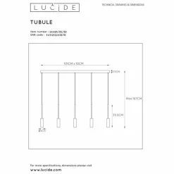 Luminaires Lucide Suspension Lucide TUBULE LED Noir, 5 lumières* Éclairage Led